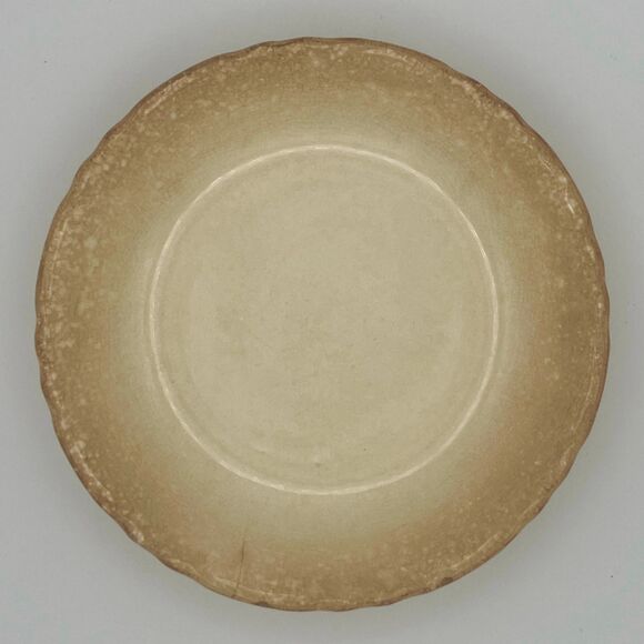 Vintage Rustic Ceramic Shallow Bowl Scalloped Edge Crackle Glaze Farmhouse Decor - Picture 2 of 3